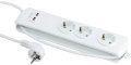 Skjøteledning 3-veis m/USB 1,4 meter